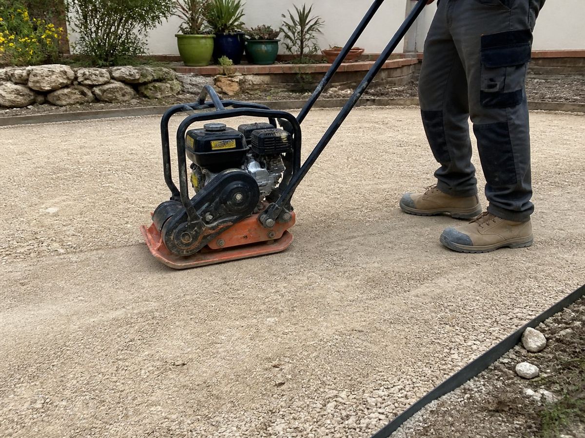 Compactación mecánica de la base